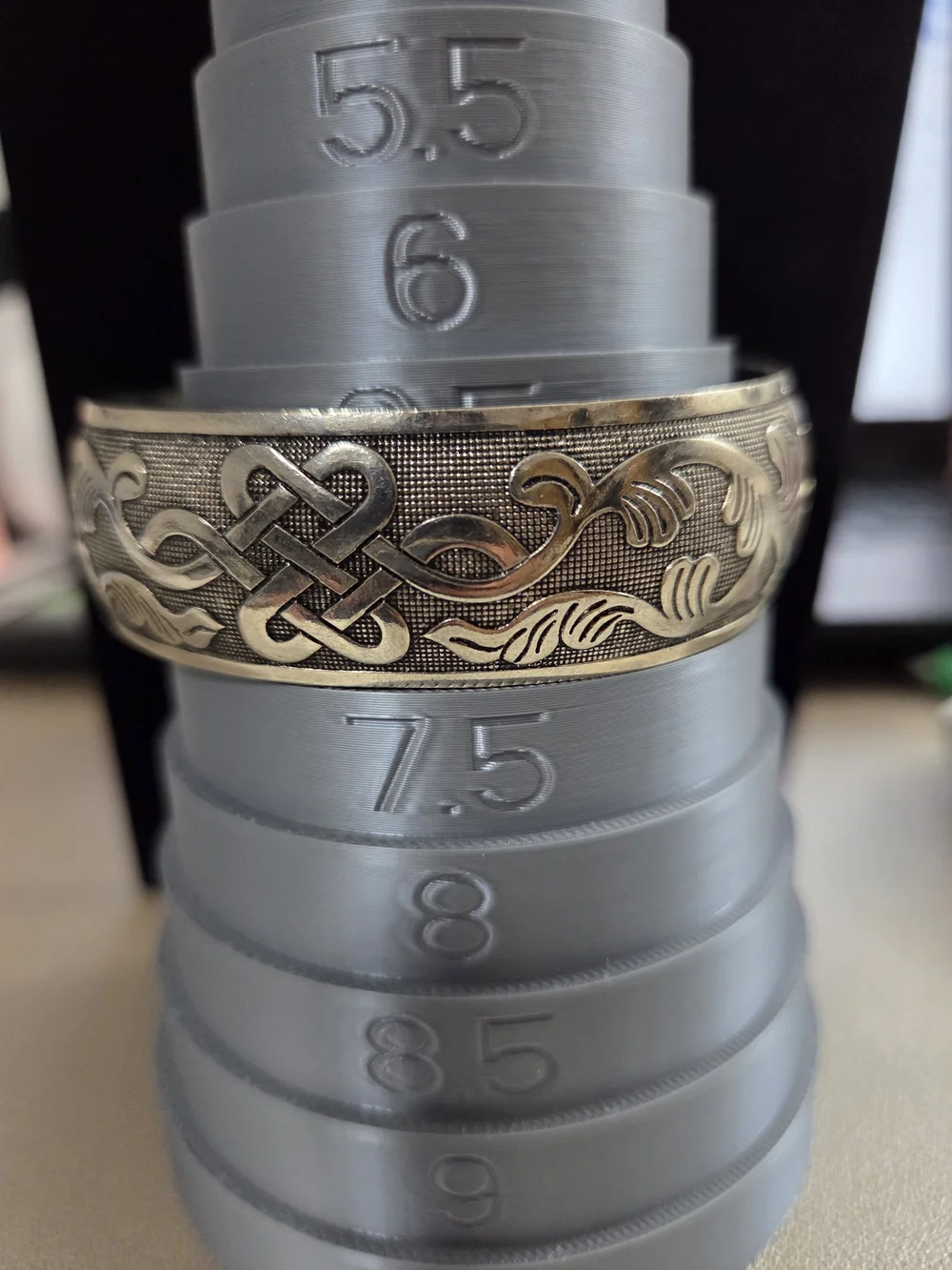Silver-tone Celtic Knot Engraved Men's Cuff Bracelet